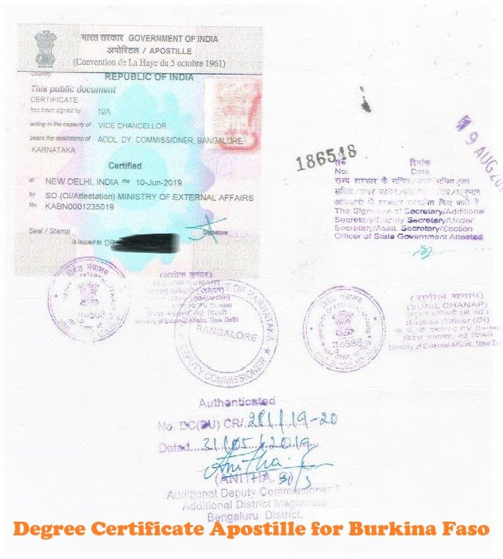 Degree Certificate Apostille for Burkina Faso India