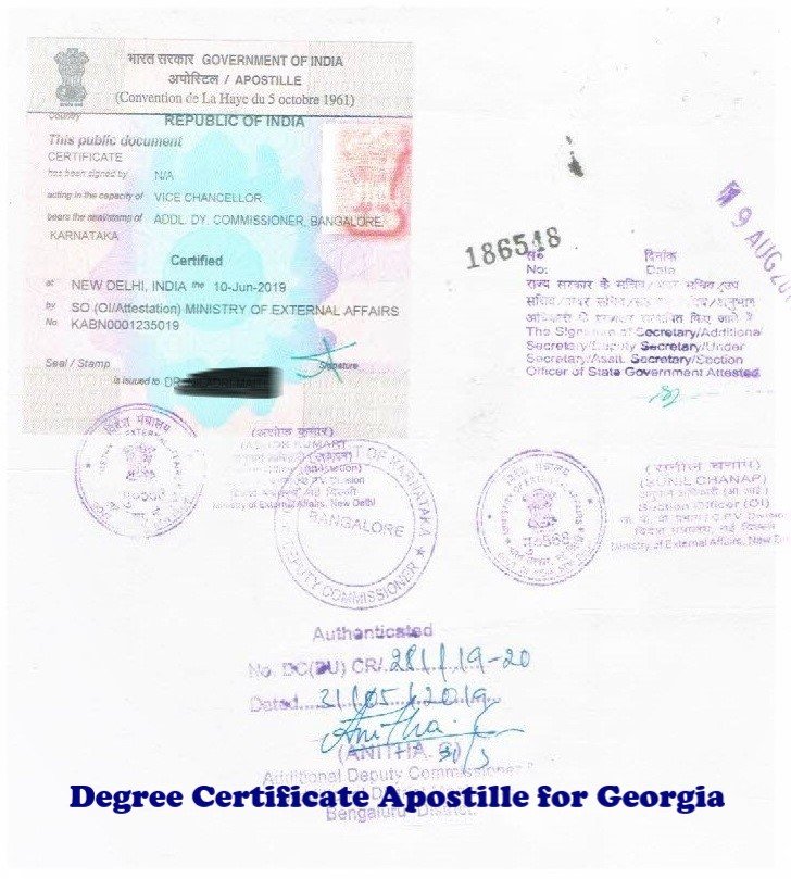 Degree Certificate Apostille for Georgia India