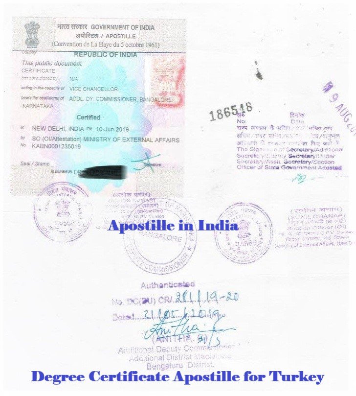 Degree Certificate Apostille for Turkey India
