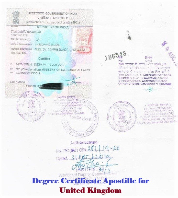 Degree Certificate Apostille for United Kingdom India