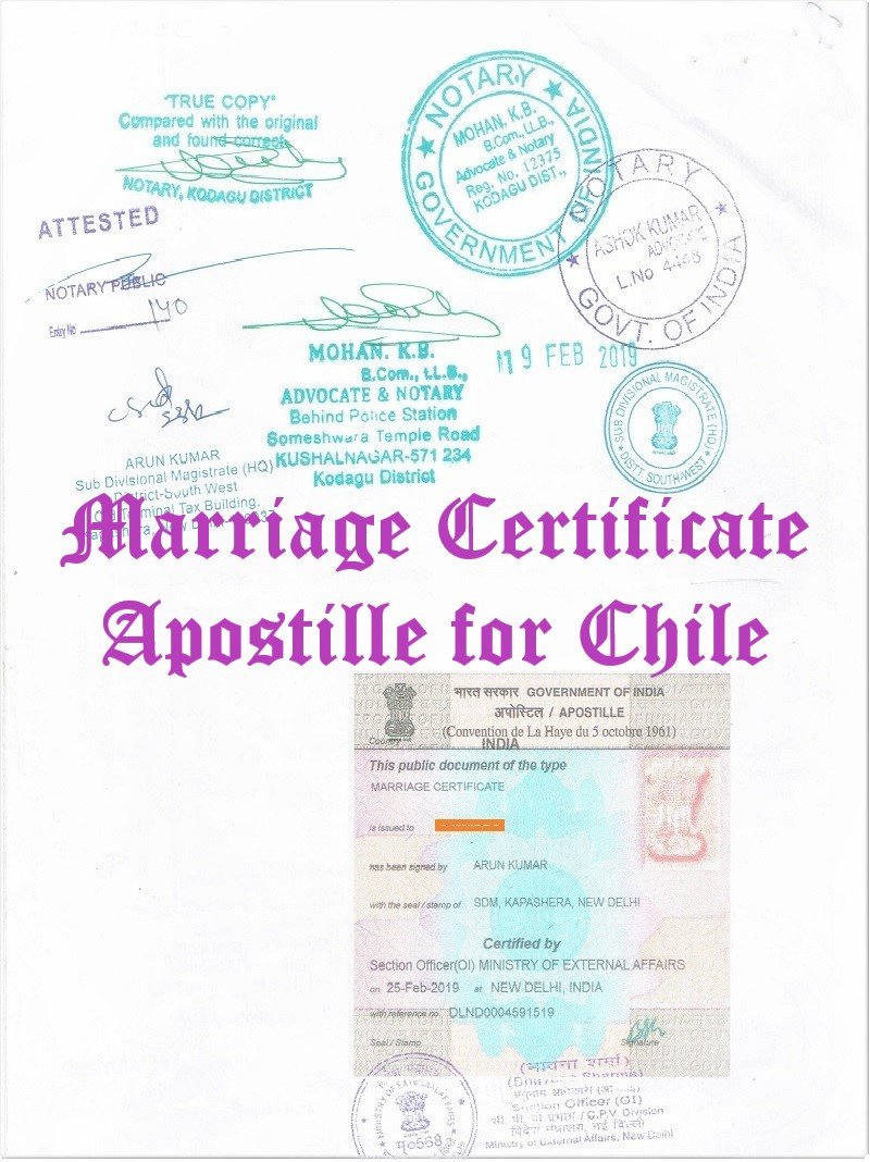 Marriage Certificate Apostille for Chile in India