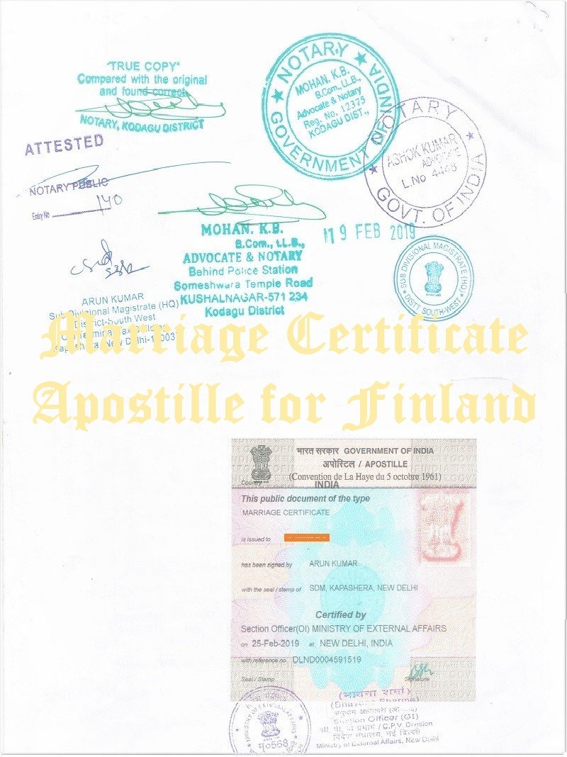 Marriage Certificate Apostille for Finland in India