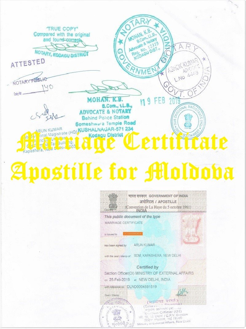 Marriage Certificate Apostille for Moldova in India