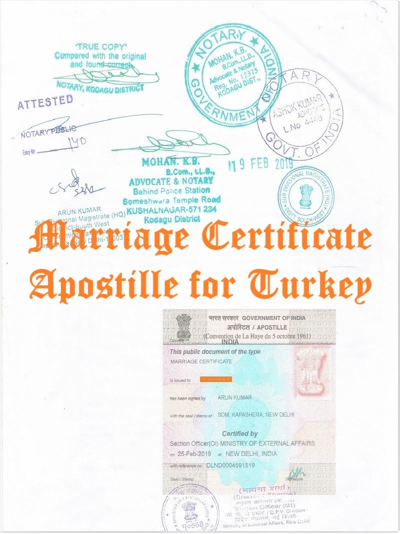 Marriage Certificate Apostille for Turkey in India