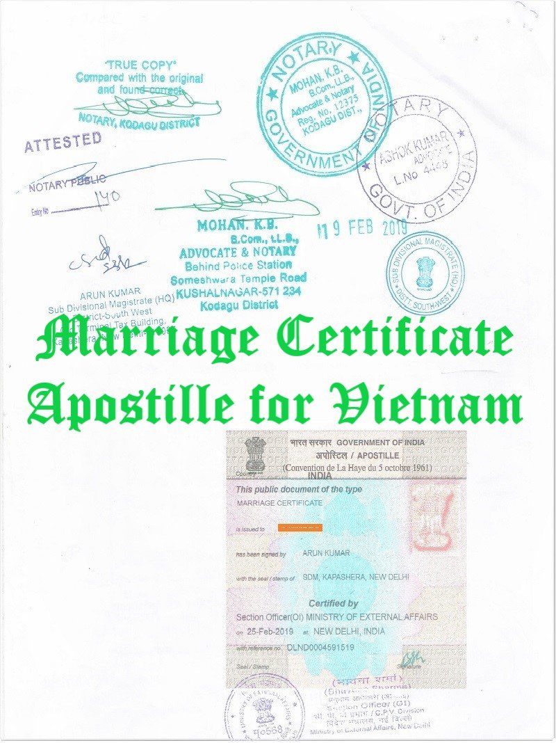 Marriage Certificate Apostille for Vietnam in India
