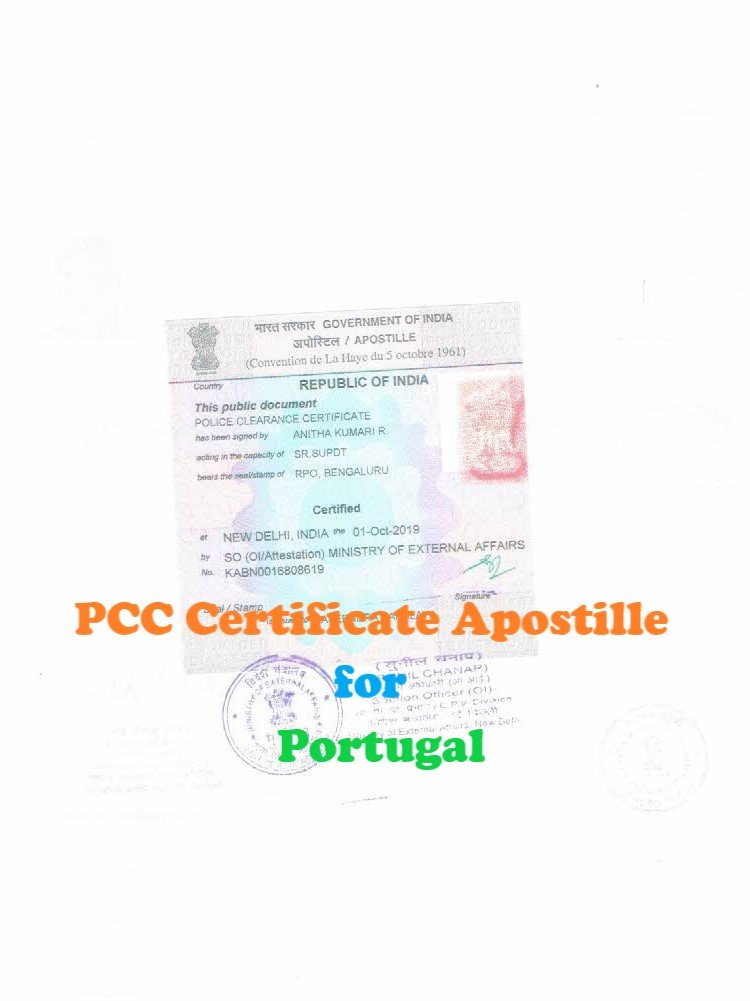 PCC Certificate Apostille for Portugal in India